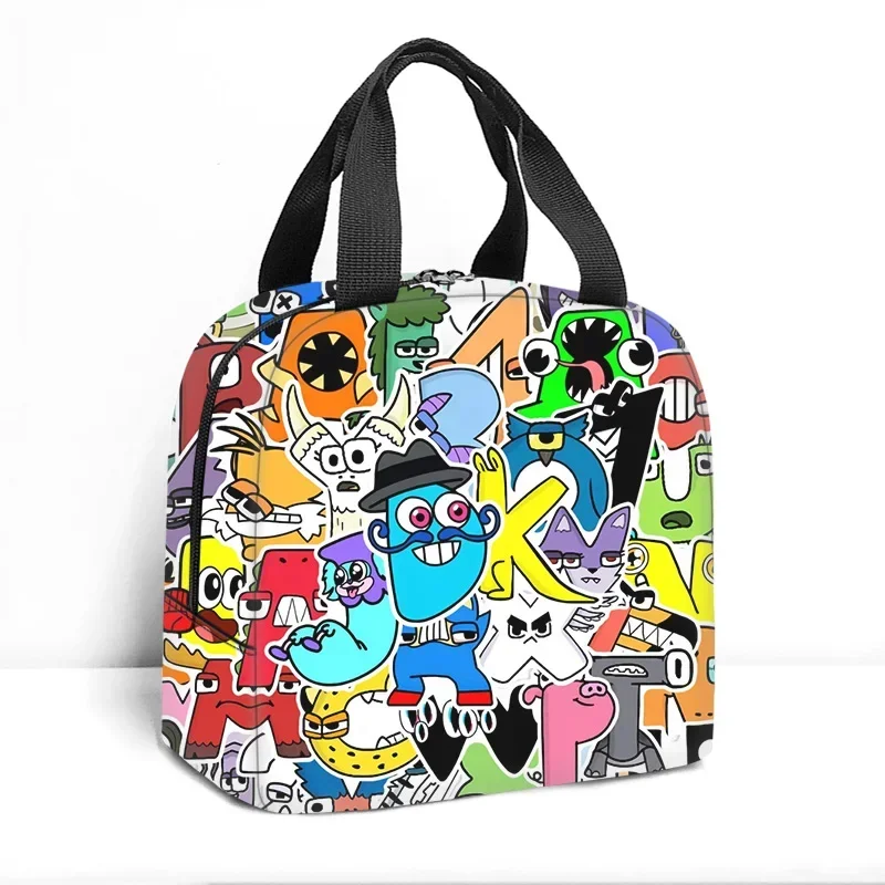 Gioco Alphabet Lore borsa termica portatile per il pranzo borsa termica per studenti borsa per alimenti da viaggio Picnic Lunch Box per uomo donna bambini