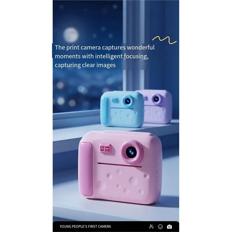 Children For Kids Camera 1080P Screen Mini Digital Video Camera For Kids Instant Print 48MP Thermal Paper Toy Printer