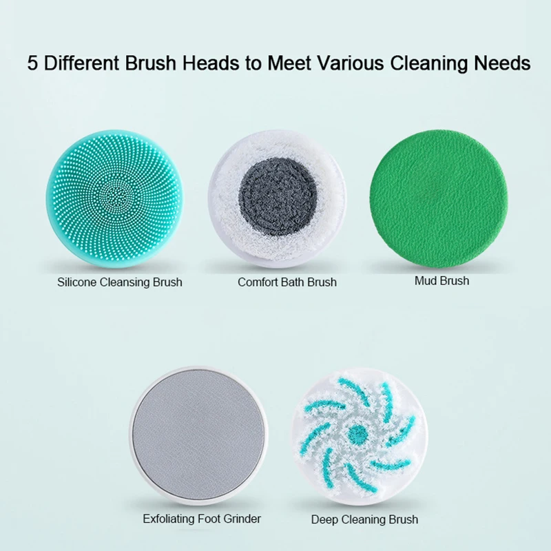 2023 NEW Electric Bath Brush USB Recharge Body Scrubber Back Rubbing Shower Cleaning Brush Spinning Massage Heads Long Handle