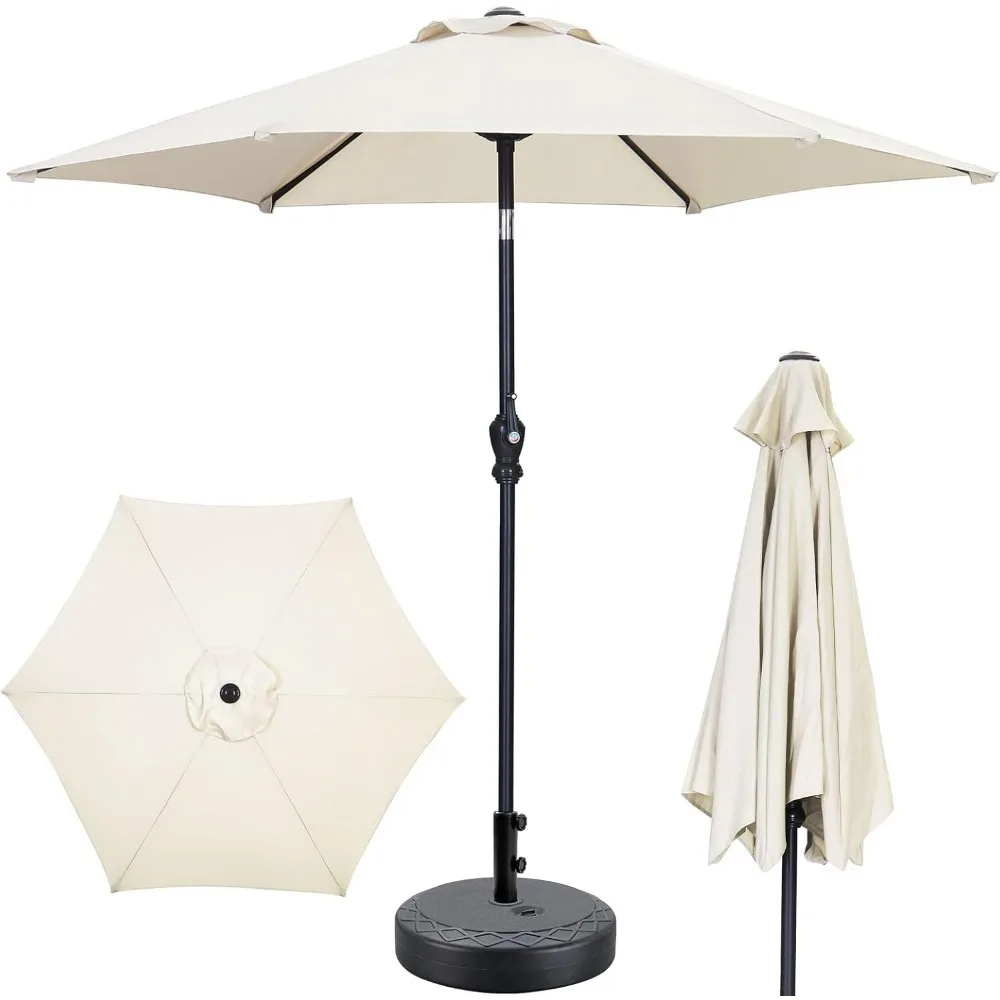 

7.5ft Patio Umbrella Outdoor Umbrella with Tilt, Crank and Umbrella Weighted Base, for Yard/Outdoor/Wedding Parties and Even