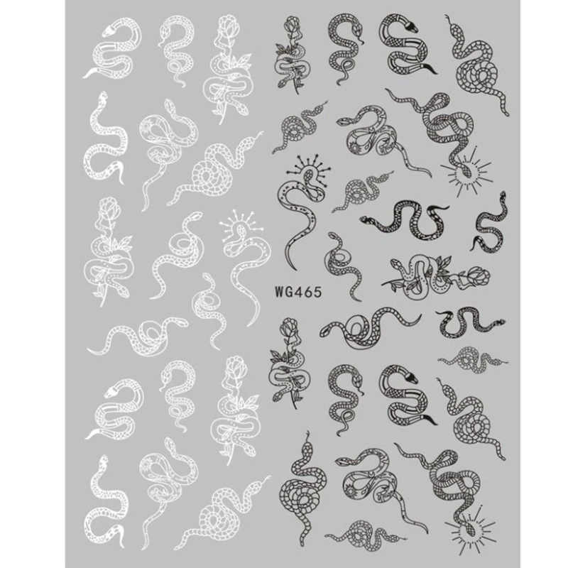 Adesivo per unghie Serpente Drago Farfalla Smiley Amore Sole Fiore Decalcomanie Art Tattoo Slider Trasferimento dell'acqua Lettera Unghie Decorazione artistica