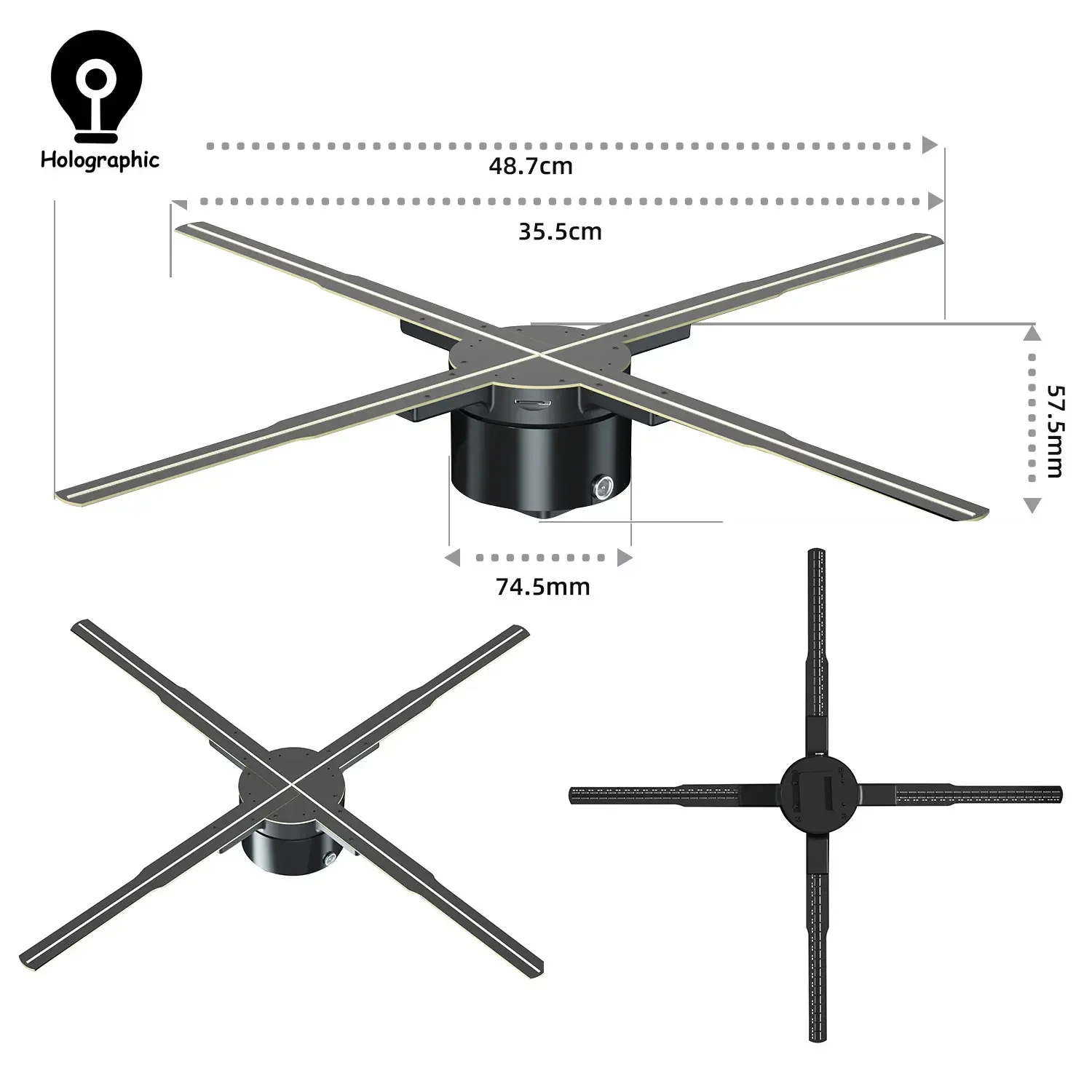 Proyector de holograma de ventilador 3D, lámpara de logotipo de Publicidad remota, Wifi, Led, pantalla 3D, novedad de P42-P50