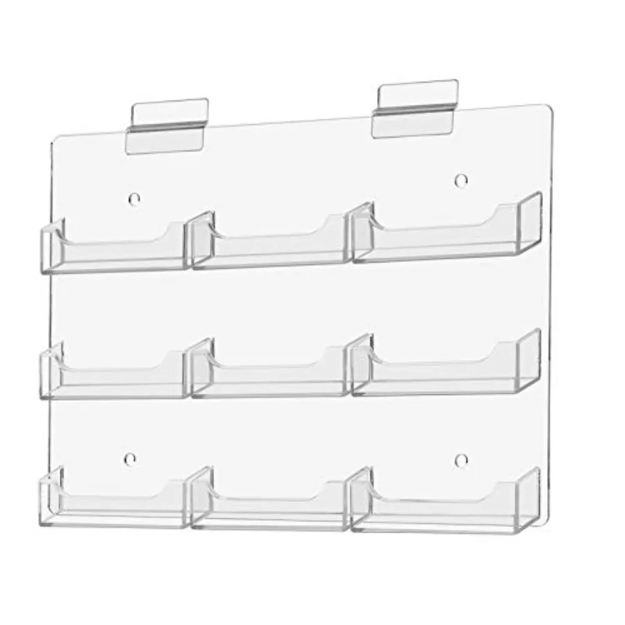 

2 Pack Slatwall Business Card Holder Clear Acrylic Gift Card Display 9 Slot Organizer for 3.5" x 2" Printed Materials in Salons