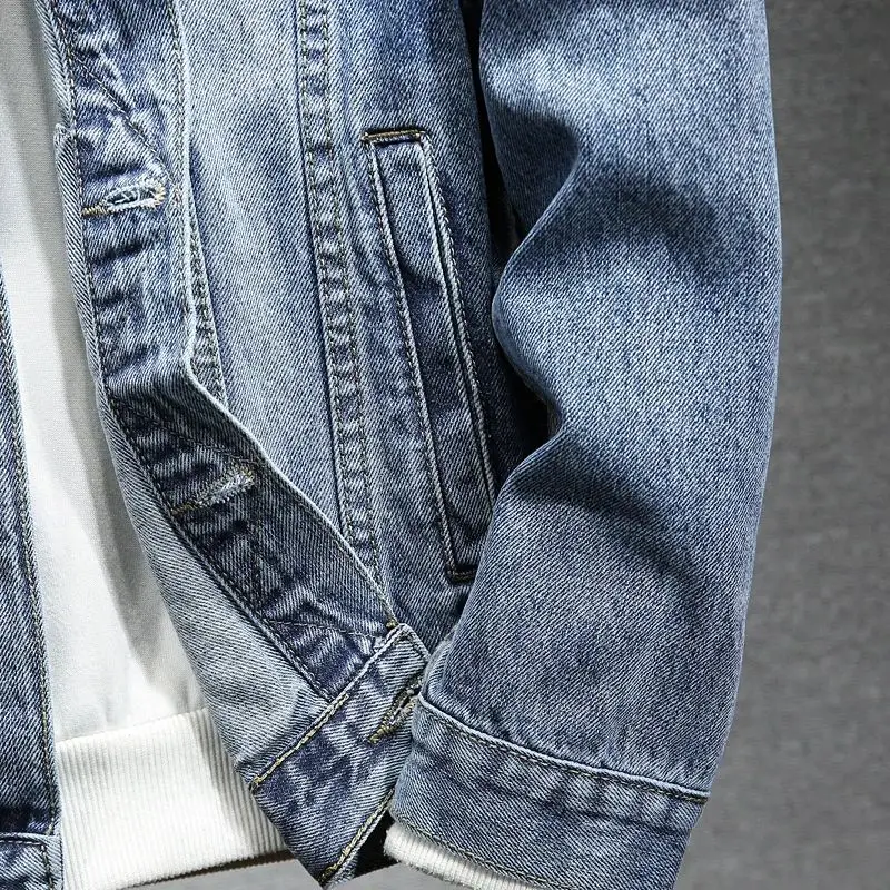 6XL 5XL 남성 데님 재킷 러피언 캐주얼 브이넥 청소년 패션 특별 와이드 핏 가을 시즌 브랜드 트렌드