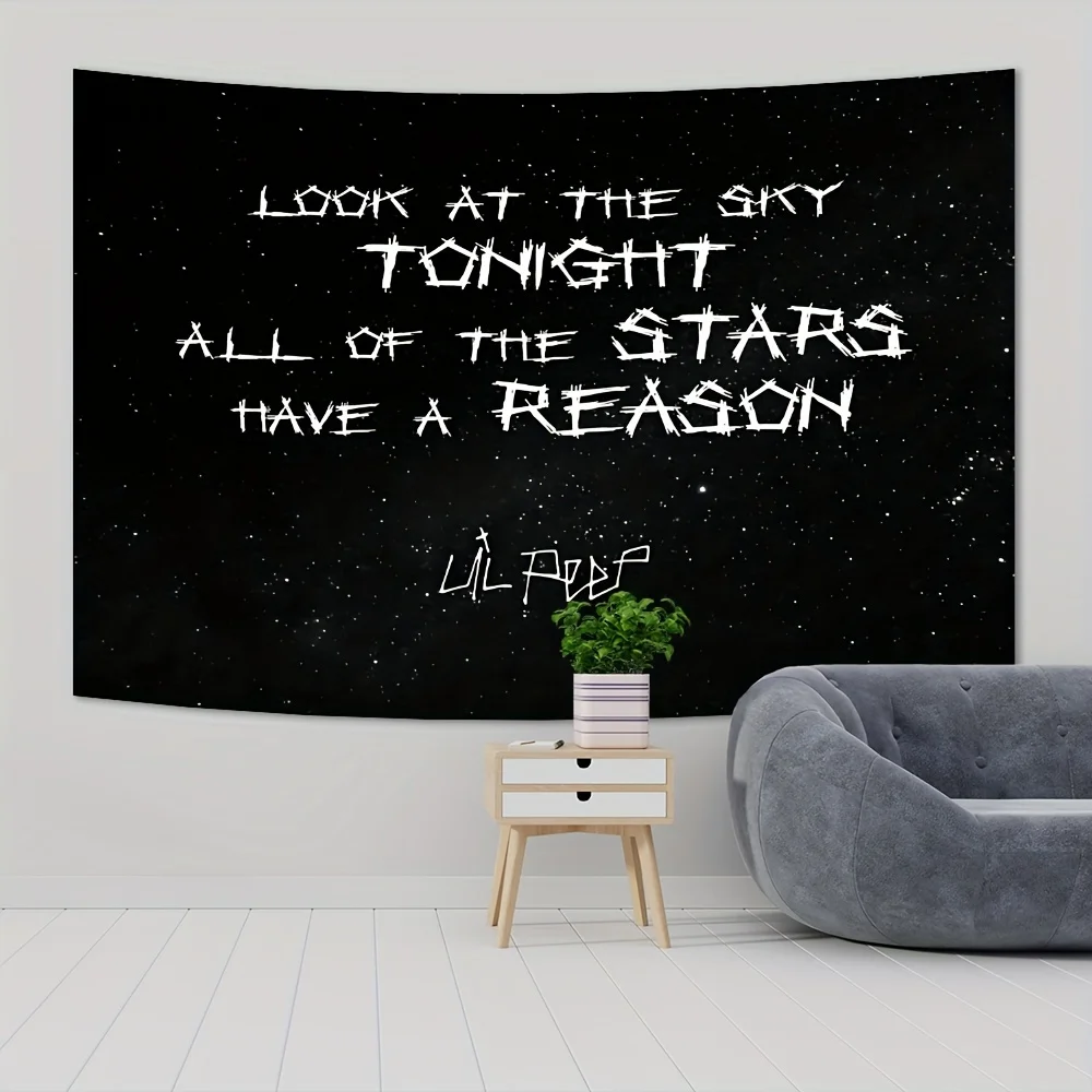 VIKAMA Lil Peep cielo estrellado citas tapiz tachonado de estrellas fondo de sala de estar de moda estudio de músico subcultura decoración temática