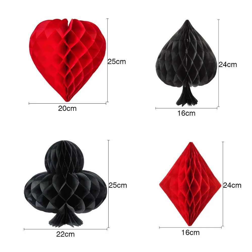 4pcs/Set Honeycomb Home Hanging Ornament Party Dangling Playing Card Casino Themed Pendant Paper DIY Crafts Photography Prop view 6