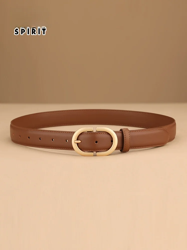 カジュアルで多用途なトップレイヤー牛革バックルウエストベルト女性用トレンディジーンズベルト韓国スタイル合金ニードルバックル