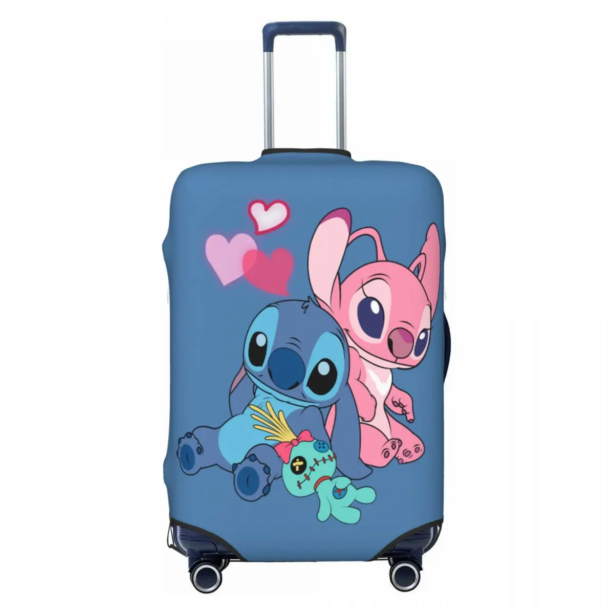 

Custom Stitch And Angel Lovers Luggage Cover Protector Cute Cartoon Travel Suitcase Protective Cover for 18-32 Inch