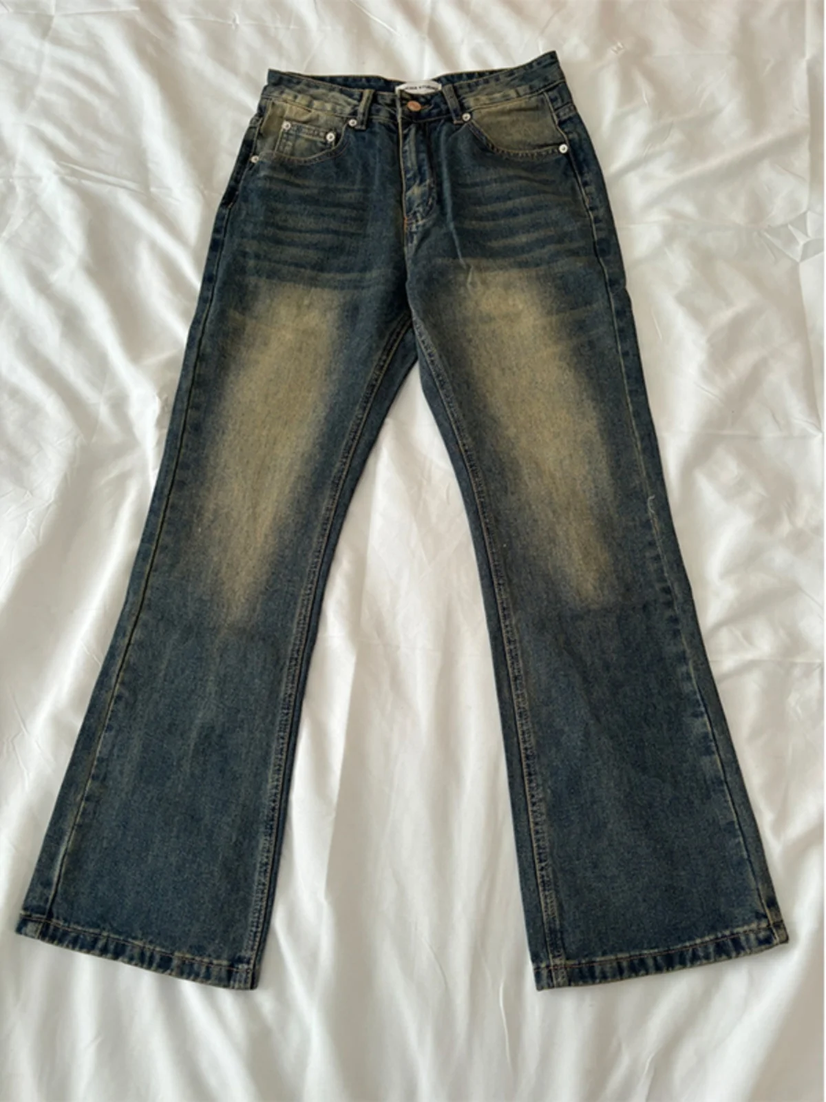 

Washed Vintage Men's Jeans High Street American Style Straight Leg Long Trousers Design Sensation Tall Size Jeans