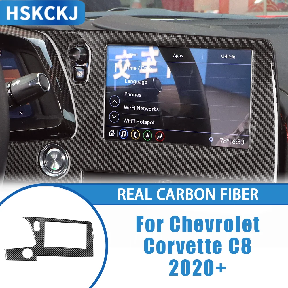 

For Chevrolet Corvette C8 2020+ Carbon Fiber Car Accessories Center Console Display Frame Interior Cover Tirm Modified Sticker
