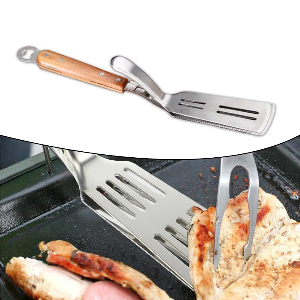 

1PC Grill Tongs 41x7x5cm Stainless Steel 2-in-1 Functionality Spatula And Tongs Grill Tongs & For Turner With Bottle Opener