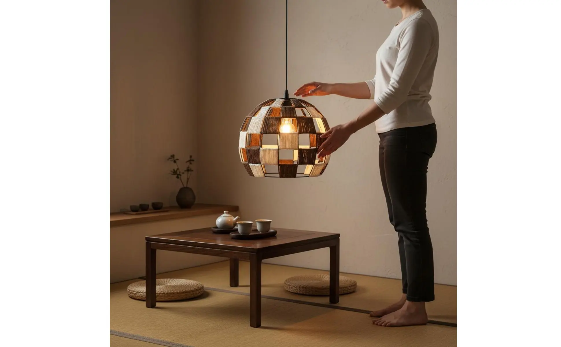 Rattan Sphere Hanging Lamp Natural Simplicity Aesthetic Woven Globe Hanging Fixture Japanese Design Woven Lantern Vintage Rattan Sphere Hanging Lamp Natural Simplicity Aesthetic Woven Globe Hanging Fixture Japanese Design Woven Lantern Vintage