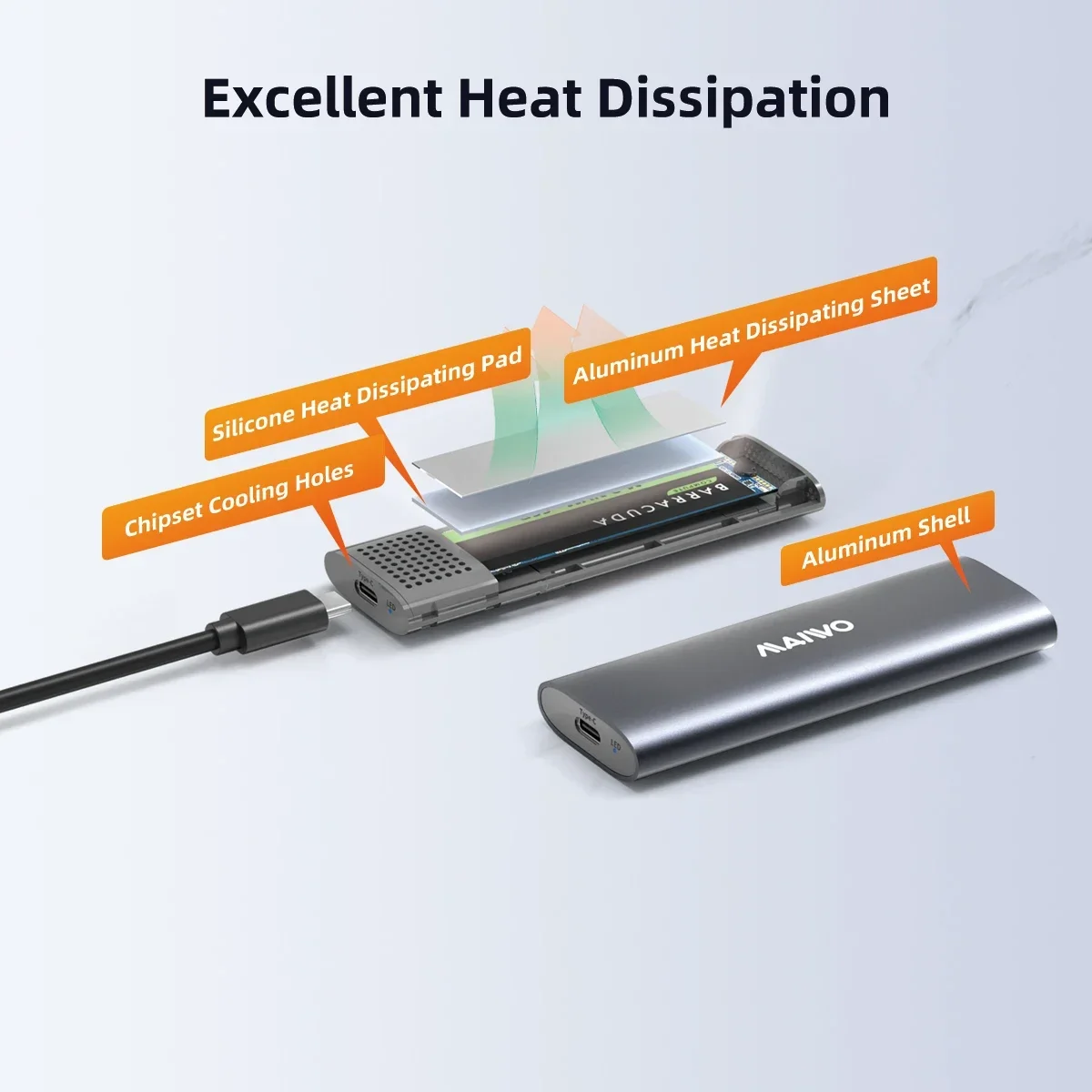 MAIWO M2 casing SSD NVME SATA Dual Protocol M.2 ke USB Tipe C 3.1 adaptor SSD untuk NVME PCIE NGFF SATA SSD kotak M.2 casing SSD