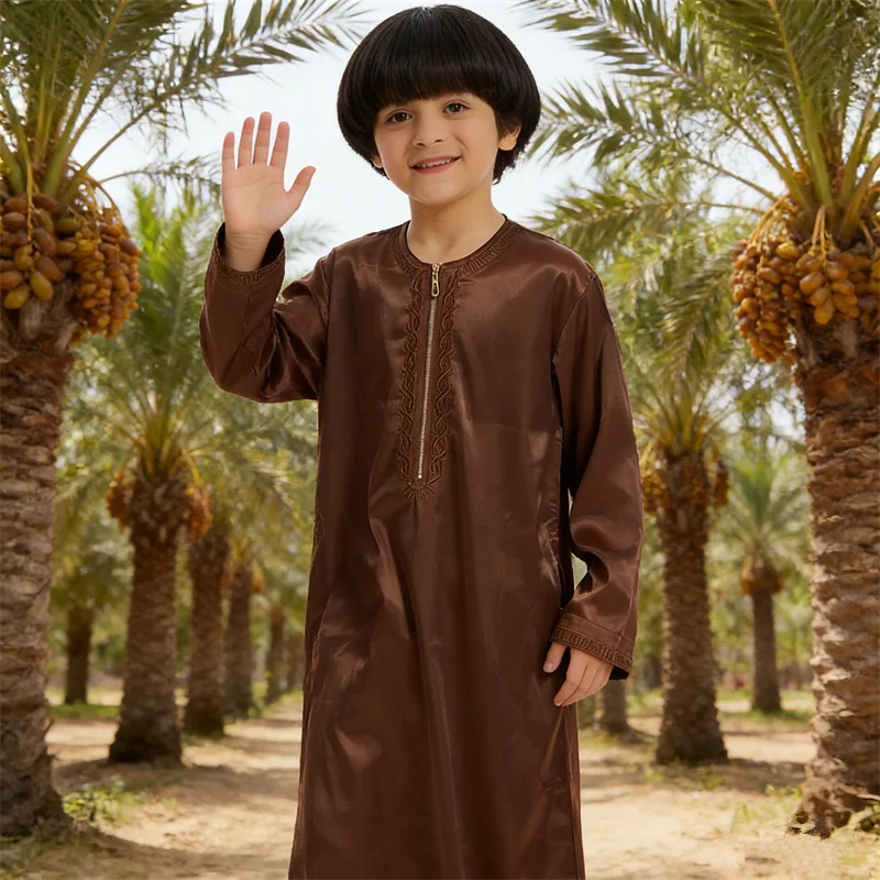 

Teenage Ramadan Eid Muslim Robe Islamic Arab Children Long Sleeve Dress Jubba Thobe Abaya Dubai Boys Clothing Turkey Middle East