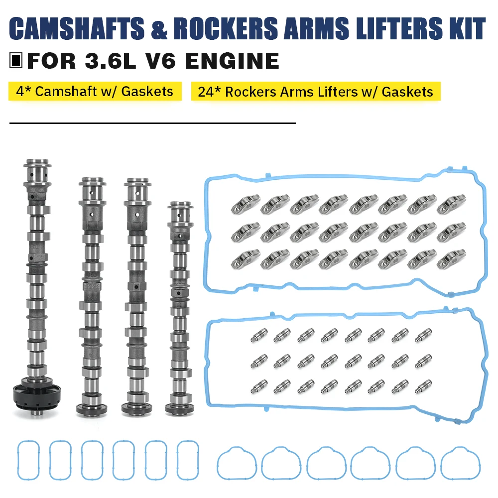 Engine Camshafts & Rockers Arms Lifters Kit for 11-16 Chrysler Dodge Ram Jeep 3.6L V6 5184377AG 5184378AG 5184296AH