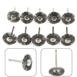 10pcs 22/25mm Stainless Steel Wire Wheel Brush T-shaped Rotary Tool For Mini Drill Polishing Accessories