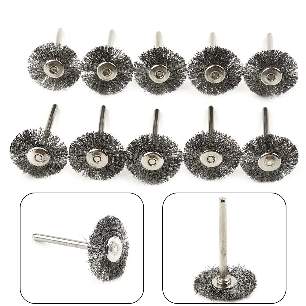 Escova da Roda do Fio de Ferramenta Giratória T-shaped Mini Broca Polimento Acessórios 22 mm 25 mm 10 Pcs Aço Inoxidável