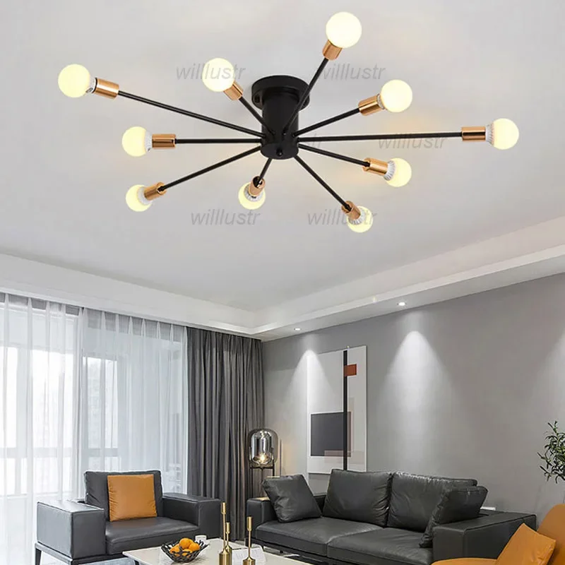 

Creative Iron Ceiling Light Minimalistic Style Semi-Flush Mounted Lamp Hotel Counter Living Dining Bedroom Modern Metal Lighting