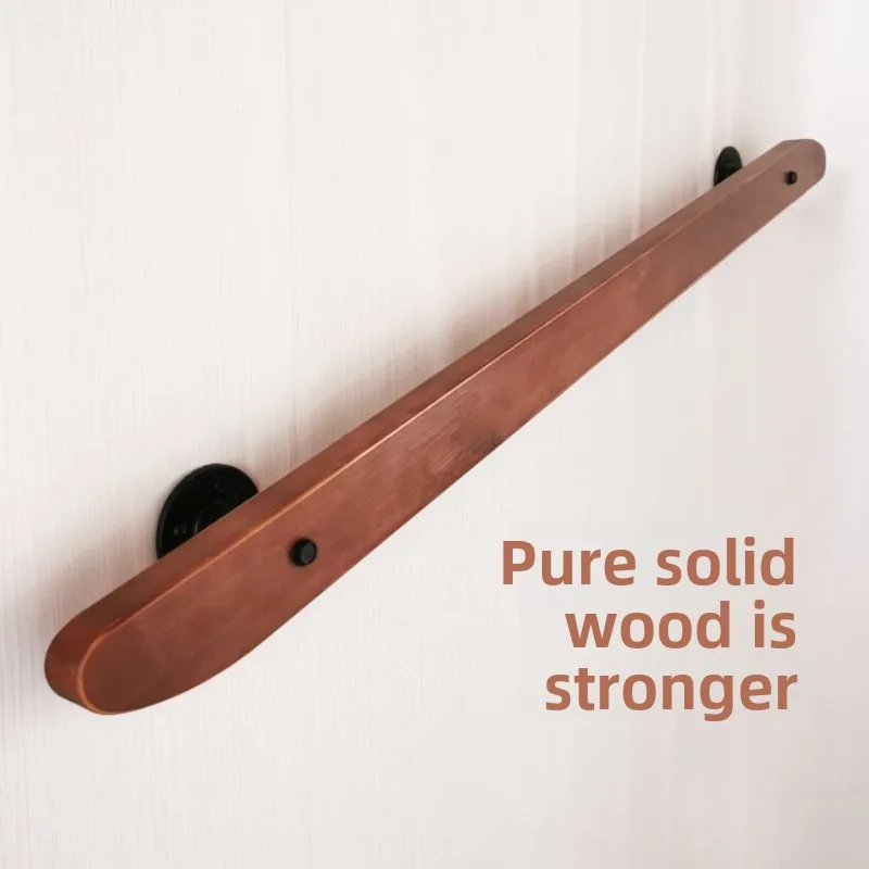 Solid Wood Stair Handrail,Wall-Mounted Indoor Safety Rail,Smooth Round Edge Corridor Grab Bar,Comfortable Non-Slip Grip
