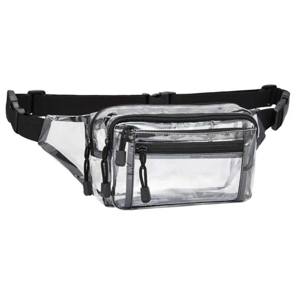 Portable PVC Transparent Waist Bag Clear Multi layer Phone Crossbody Bag Single Shoulder Black Sports Fanny Pack Cycling