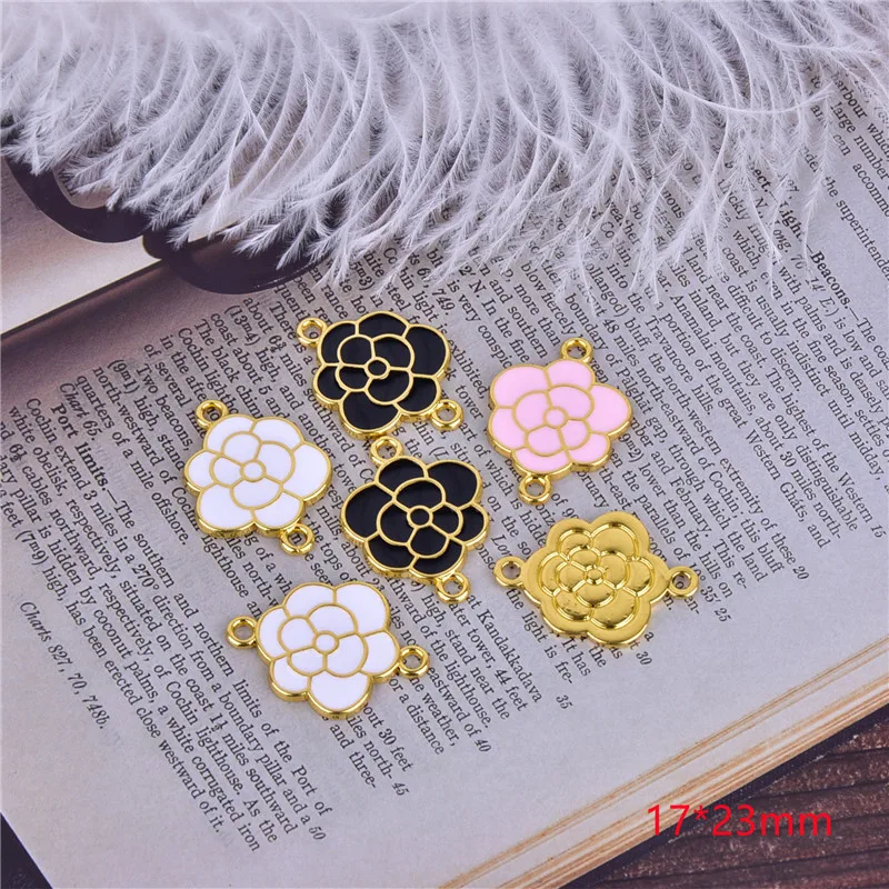 10pcs 18*19mm Rose Flower Connestor Charms Pendants for Decoration Bracelets Necklace Earring KeyChain Jewelry Making