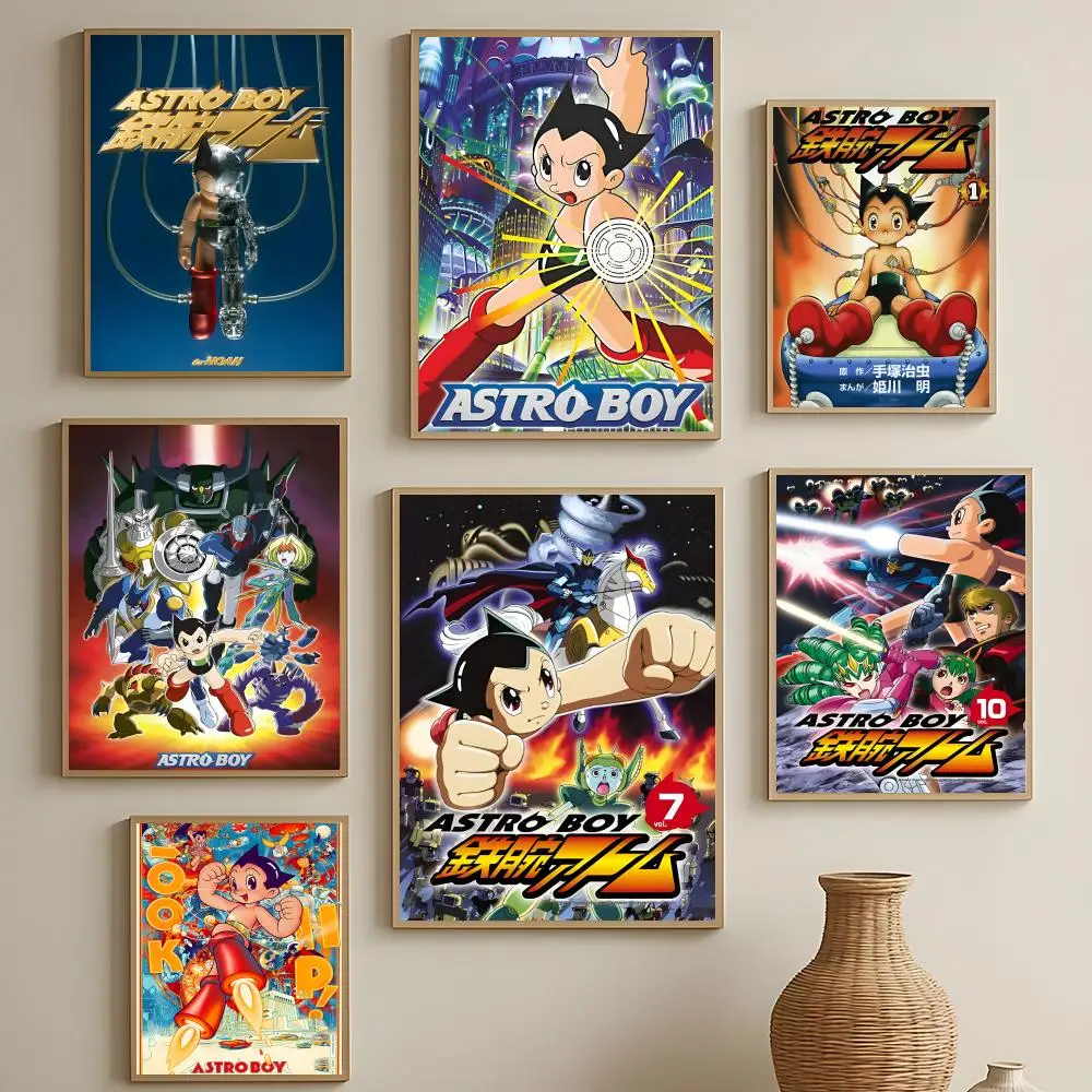 Klassisches Anime-Poster „Astro Boy“ in HD, selbstklebende, wasserfeste Wandkunst, einfach anzubringen, Dekoration für mehrere Szenarien