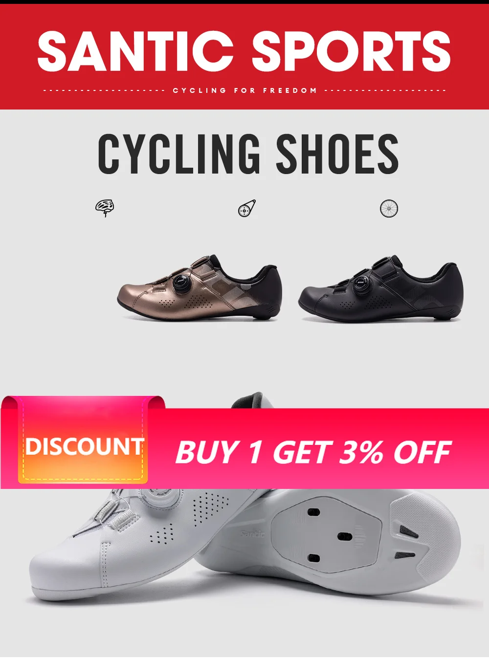 Santic Road Bike Shoes Unisex Road Bike Cycling Shoes Nylon Sole Road Bicycle Breathable WS23041