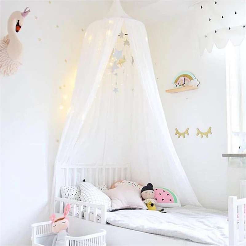 Tienda de campaña para casa de juegos para niños, cortina de cama con dosel colgante para bebé, decoración de habitación de cuna para niños, cúpula redonda colgada, mosquitera, cenefa de cama