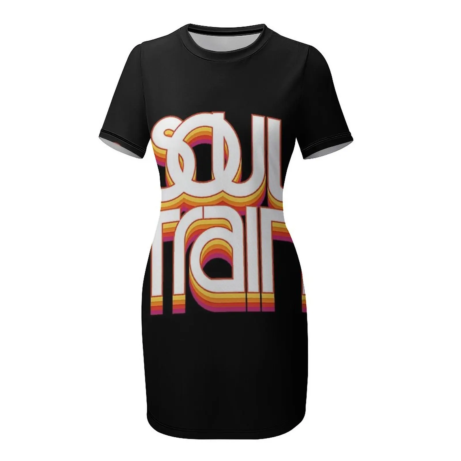 Soul Train Camiseta Vestido de manga curta Vestidos femininos vestido de verão vestido estilo coreano