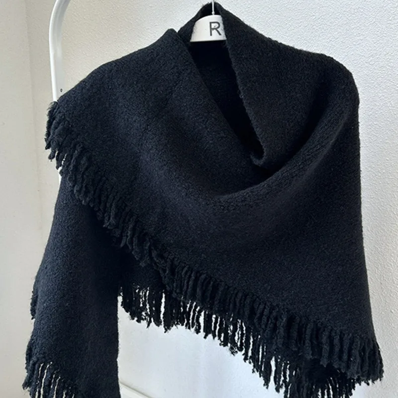 الأكثر مبيعا على طراز شال مهدب متعدد الوظائف للشتاء والخريف نمط جديد للنساء ملابس خارجية أنيقة وشاح الرأس