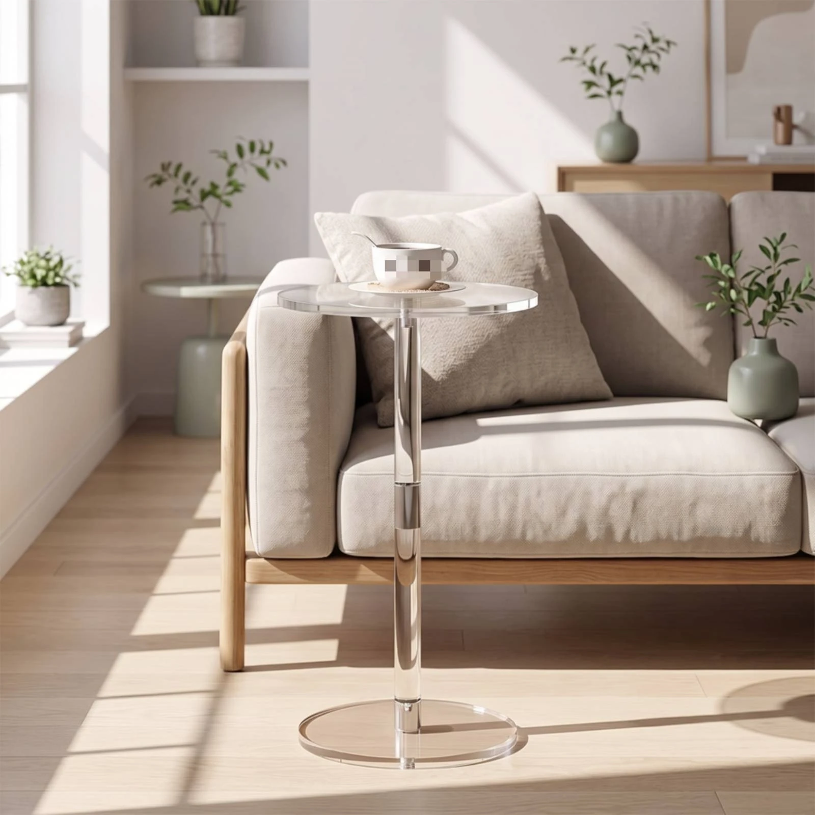 Acrylic Side Table Transparent Acrylic Pedestal Table Furniture High Clarity Lightweight for Living Room, Bedroom - view 3