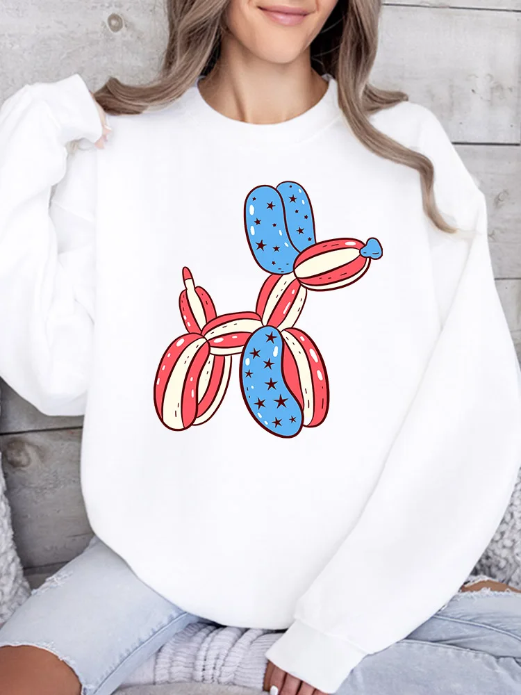 

Женская толстовка с принтом «Собака из воздушных шаров», повседневный пуловер с длинными рукавами, свободный крой, уличная одежда для осени и зимы