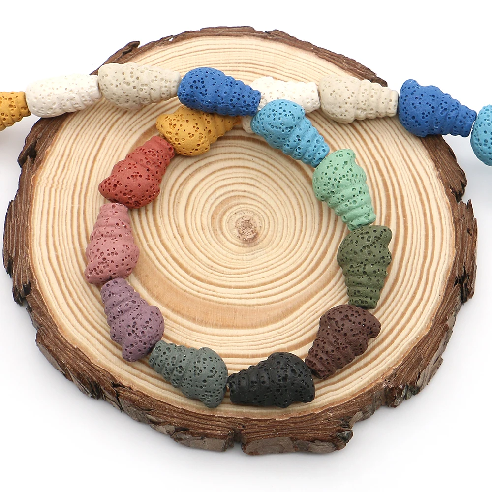 12x18mm カラフルな火山岩ビーズ 彫刻された螺旋状のストレートホール ルースビーズ 手作りクリエイティブネックレス ブレスレット ジュエリー