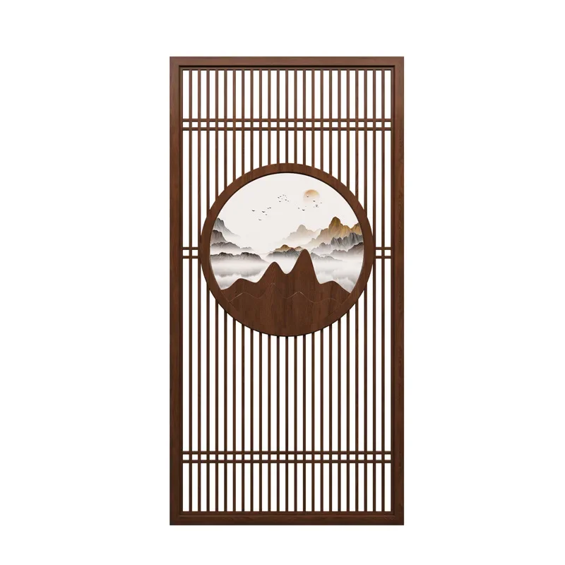 Nuevo Partición de pantalla de entrada de madera maciza de estilo chino, bloque de puerta de oficina para sala de estar, pantalla de asiento de rejilla simple moderna
