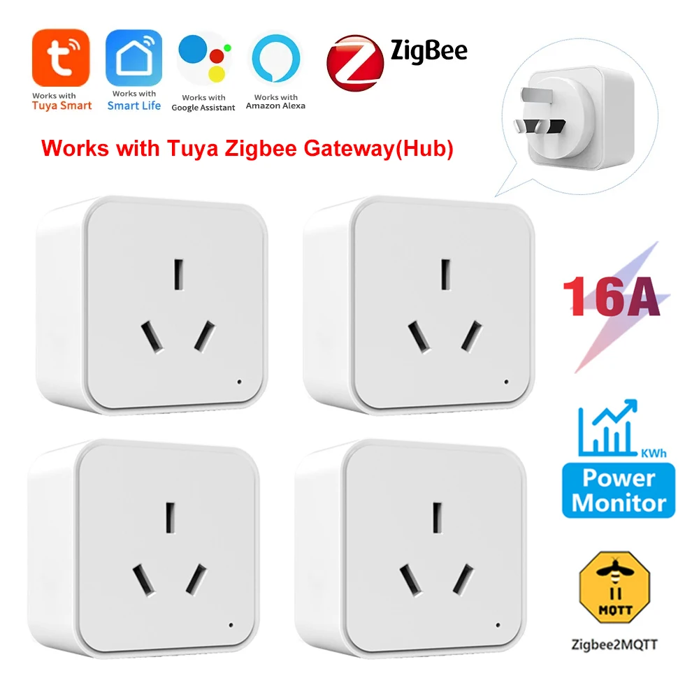 Zigbee Smart Socket AU Plug Adapter With Power Monitor Tuya Smart Life App Wireless Timing Socket Works With Google Home Alexa