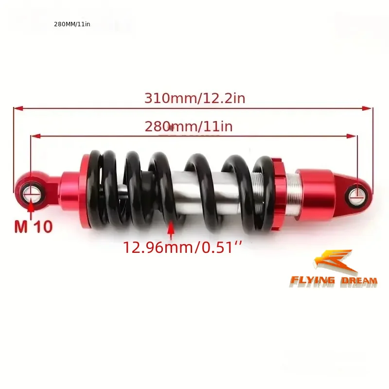 280mm 1000lbs shock absorber rear suspension suitable For 50CC 110CC 125CC 140CC 150CC 200CC 250CC Dirt PIT BIKE E-BIKE