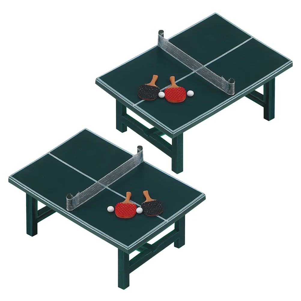 

2Set Miniature Table Tennis Realistic Sports Accessories DIY 1:12 Dollhouse Layout Micro Landscape Decoration Role Play