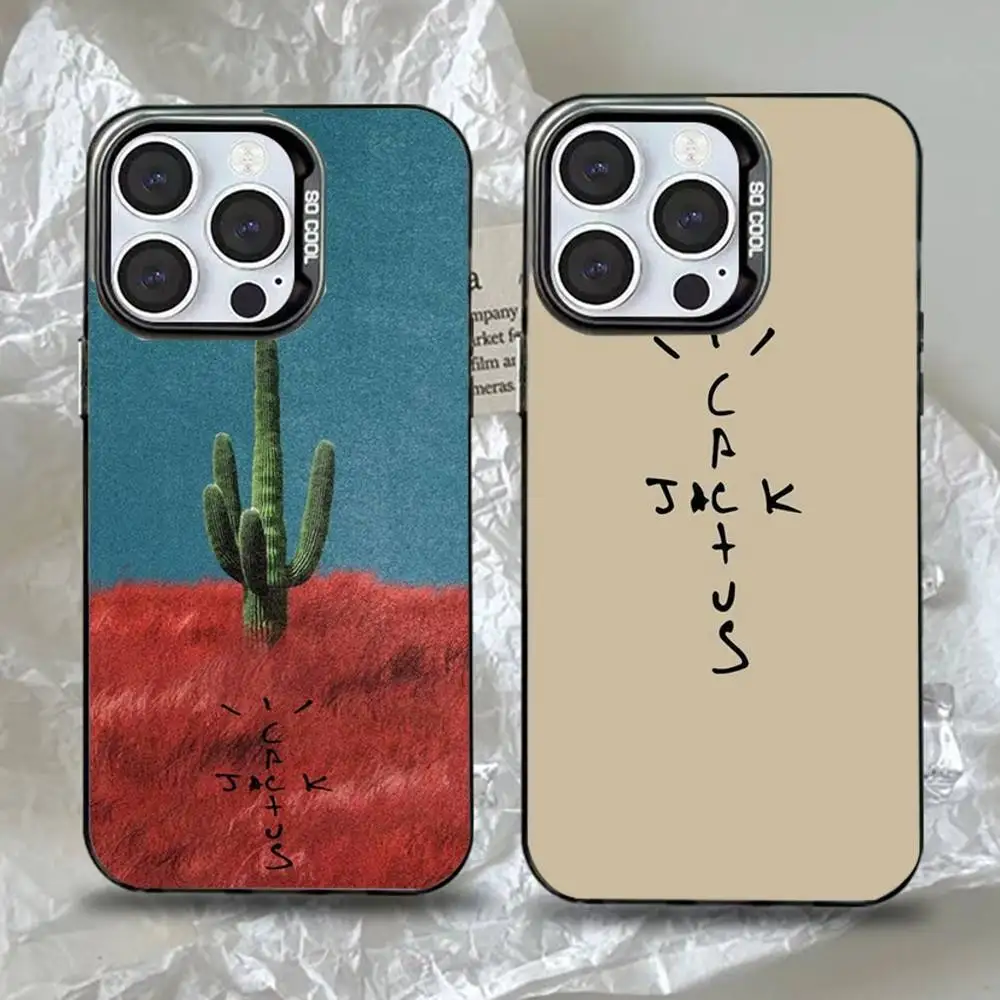 

Travis Scott Cactus Jack Phone Case For iPhone 16,15,14,13,12,11,Pro,Max,Plus,Mini,XS,SE Anti Fall Black Matte Hard Bumper