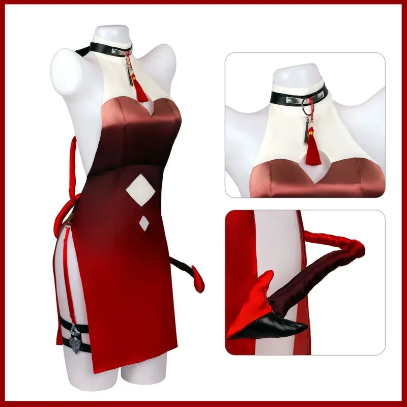 لعبة الفرسان دبليو Wisadel تأثيري حلي الاحتفال ليلة الأحمر النمط الصيني تشيباو شيونغسام فستان امرأة مثير كرنفال البدلة ؛ 2'a