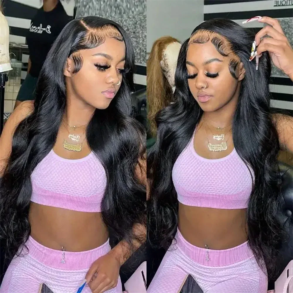 36インチボディウェーブレースフロントウィッグ 5x5 13x4 13x6 透明レースフロントウィッグ 女性用 生え際処理済み 密度200% ナチュラルカラー