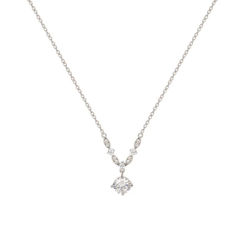 New 925 Sterling Silver Geometric Shape Necklace Charm Personality Pendant Choker Birthday Gift for Women Exquisite Jewelry