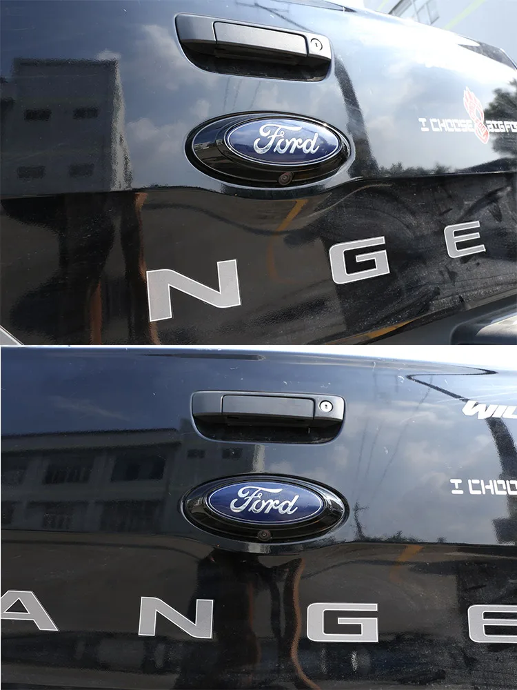 Für Ford Ranger Wildtrak T6 T7 T8 2015-2022 ABS Carbon Faser/Schwarz Auto Heckklappe Logo Abdeckung dekorative Aufkleber Auto Zubehör – Detail 2