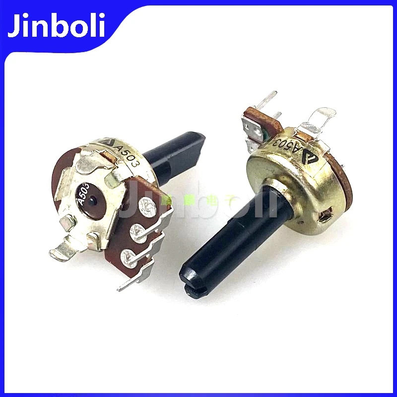 2PCS 161 Type A50K A503 Vertical Single Fever Audio Speaker Amplifier Volume Potentiometer 3Pins D Shaft Length 21mm