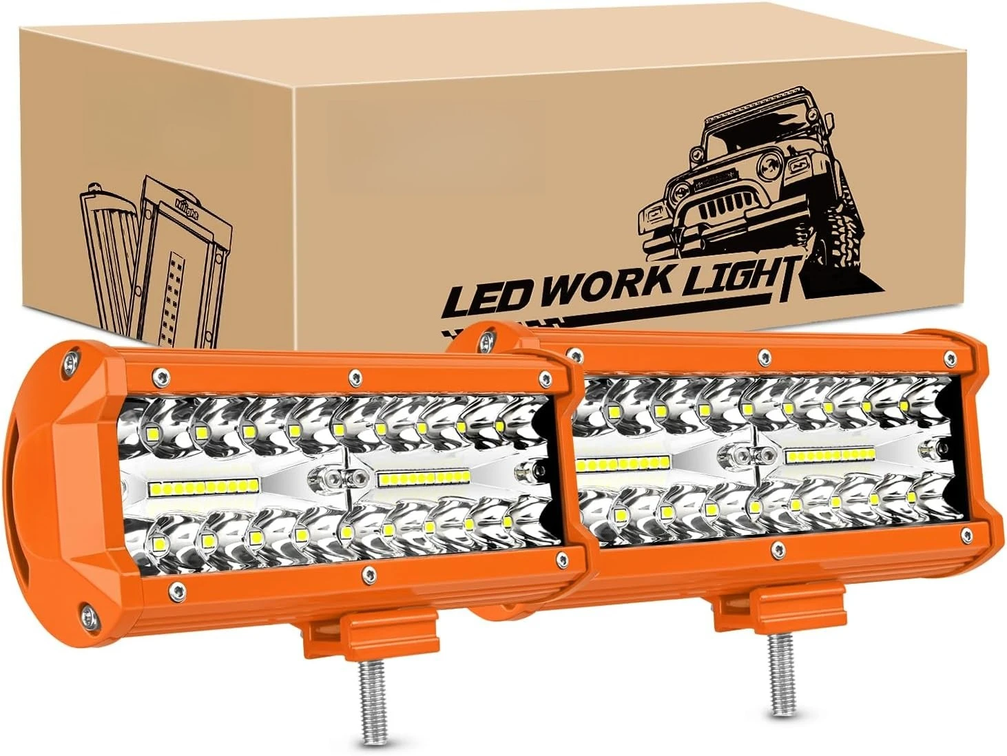 

Светодиодные фары-балки (2 шт.) 6,5 дюйма, 120 Вт, комбинированные (рассеянный/концентрированный свет), для внедорожников, фургонов, кемперов, пикапов, гольф-каров, квадроциклов, UTV, SUV, грузовиков