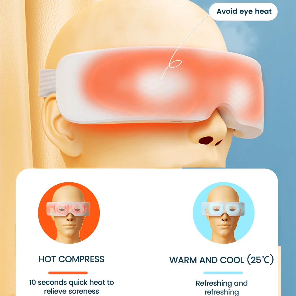 Cold Compresses Acupuncture Points Therapy Massage Smart Glasses Heating Electric Steam Eye Massage Eye Care Instrument Hot