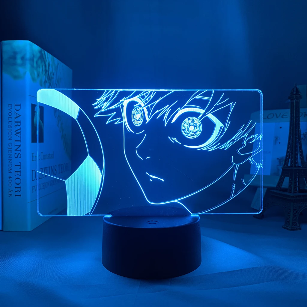 Blue Lock Anime Light Box MDF Wood Frame Laser Paper Cut Lightbox Led Nightlight for Bedroom Decor