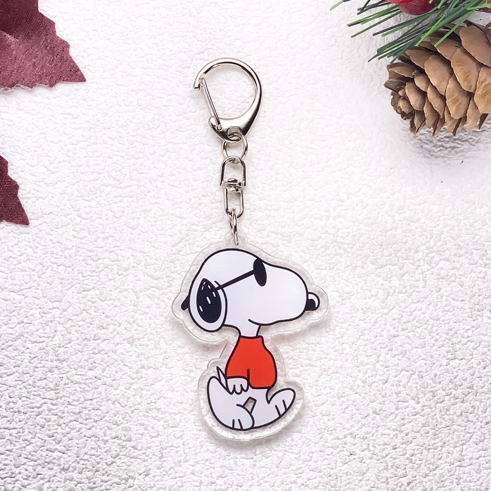 1/13 Stück Cartoon Snoopy Niedlicher Auto-Schlüsselanhänger Zubehör Acryl Lustige Anhänger für Taschen Kawaii Schlüsselhalter Rucksack-Dekoration – Detail 13