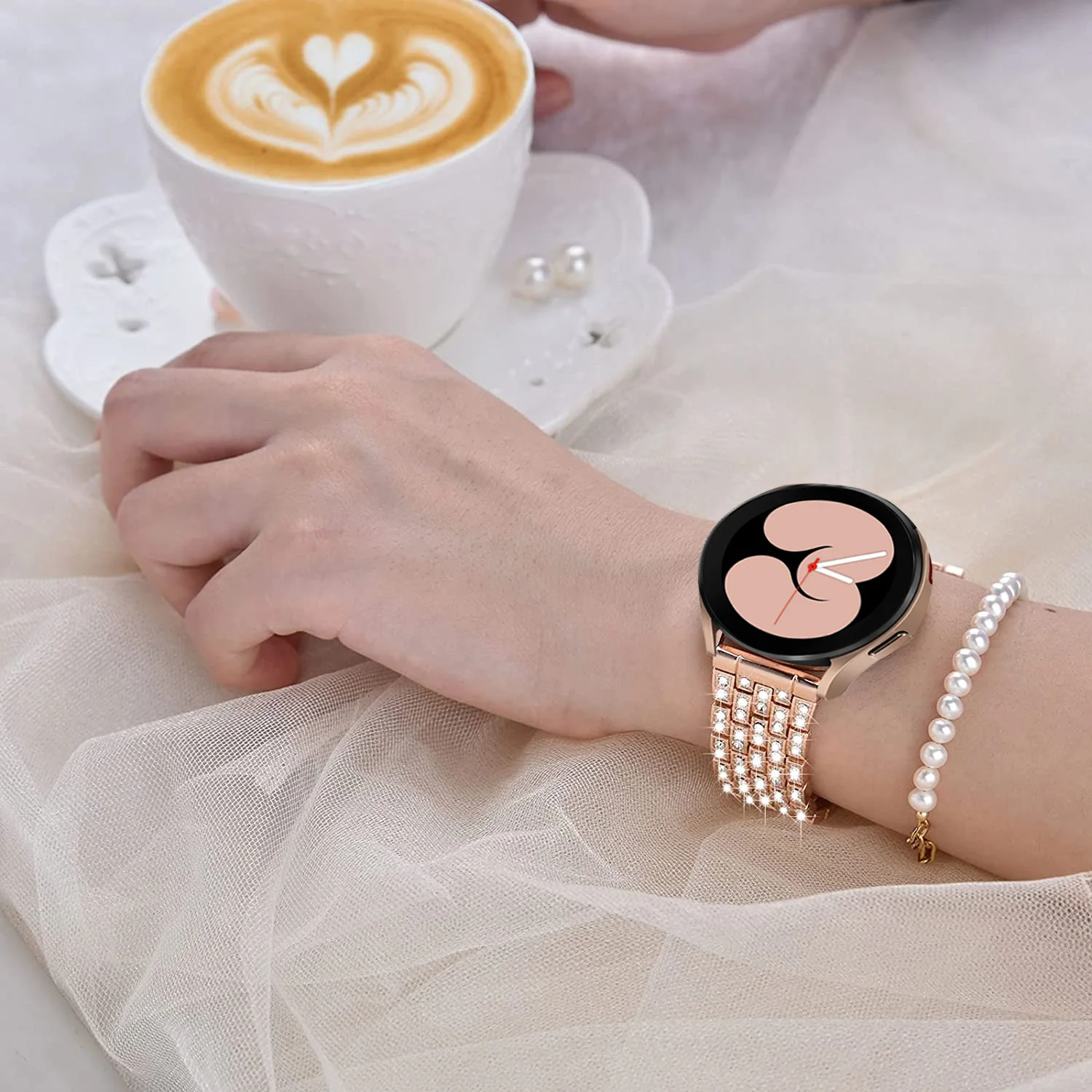 20mm 22mm Band for Samsung Galaxy Watch 4/Classic/46mm/42mm/active 2 Gear s3 Metal Diamond bracelet Huawei GT/2/GT2/3 Pro strap image 6