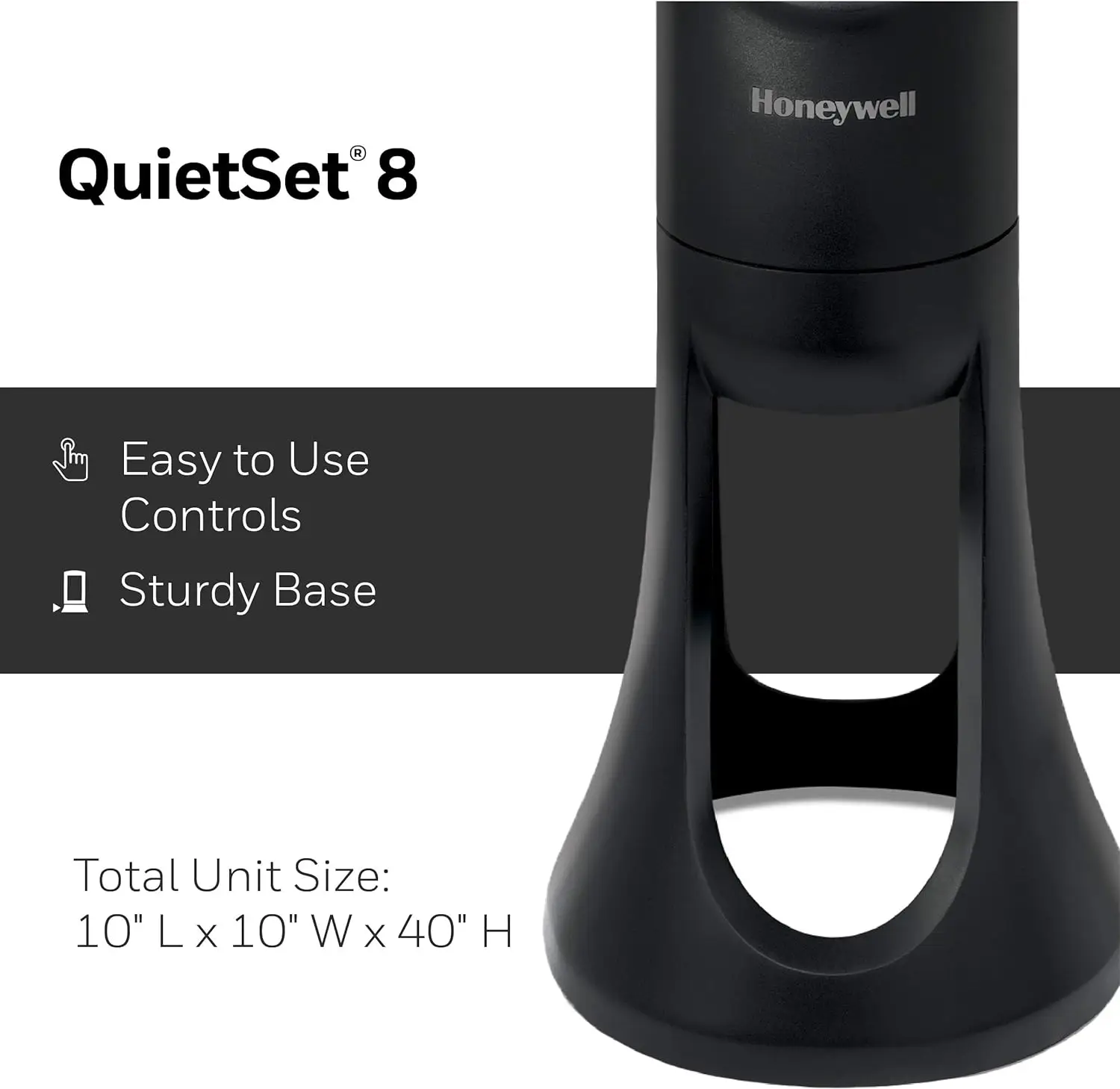 Башенный вентилятор Honeywell QuietSet для всей комнаты, черный, HYF290B