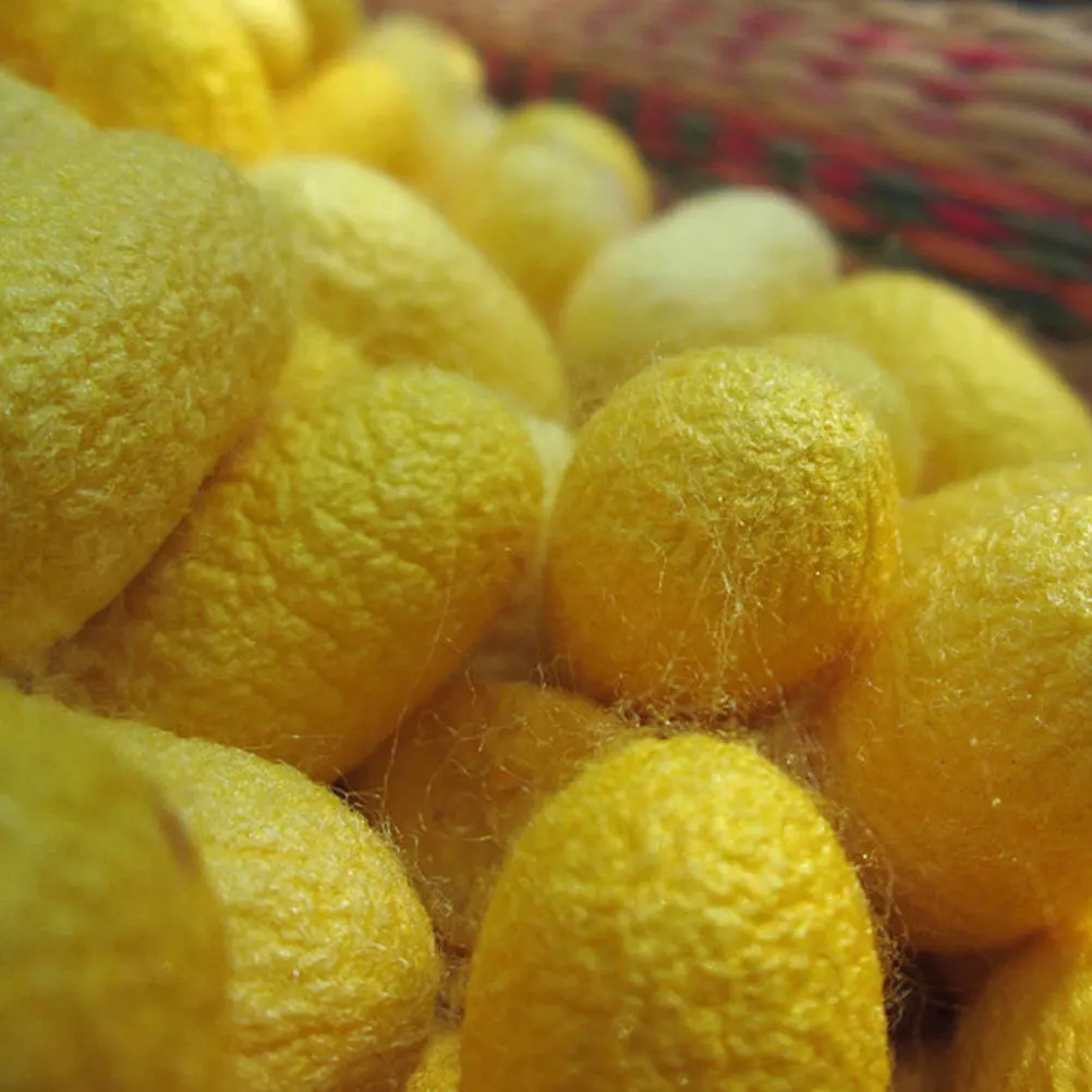 50 Stuks Natuurlijke Zijderups Ballen Biologische Gezichtsreiniging Geel Make-Up Remover Gezichtsverzorging Peeling Mee-eter Verwijderen Zijde